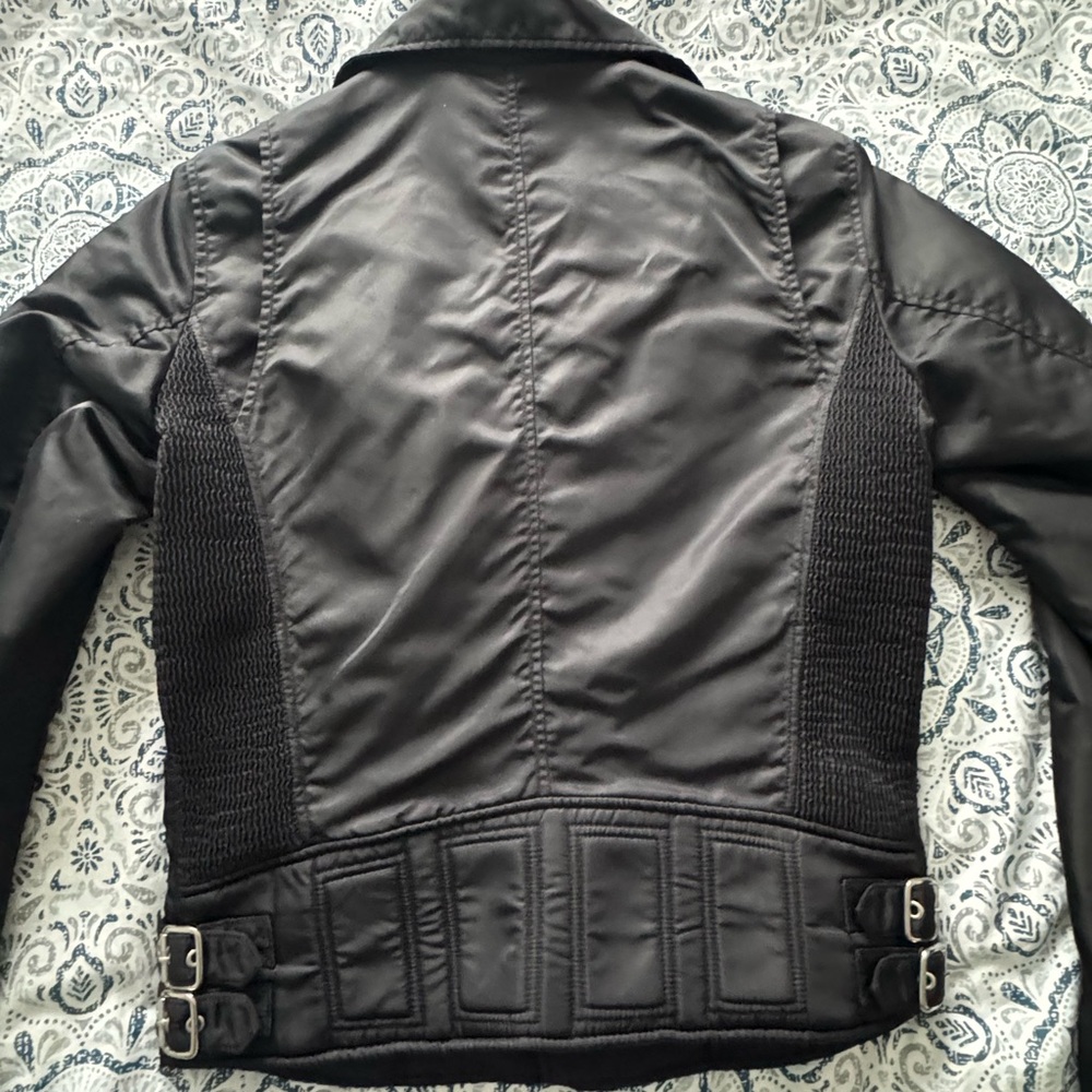 Diesel Biker Style jacket women Size M…nylon And Cotton. Goth. Punk. Wolf Print. - Picture 4 of 12